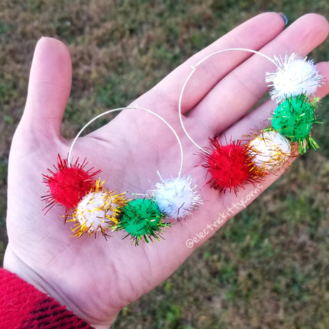 Christmas Sparkle Pom Pom Hoops – ELECTRICKITTYCORNS